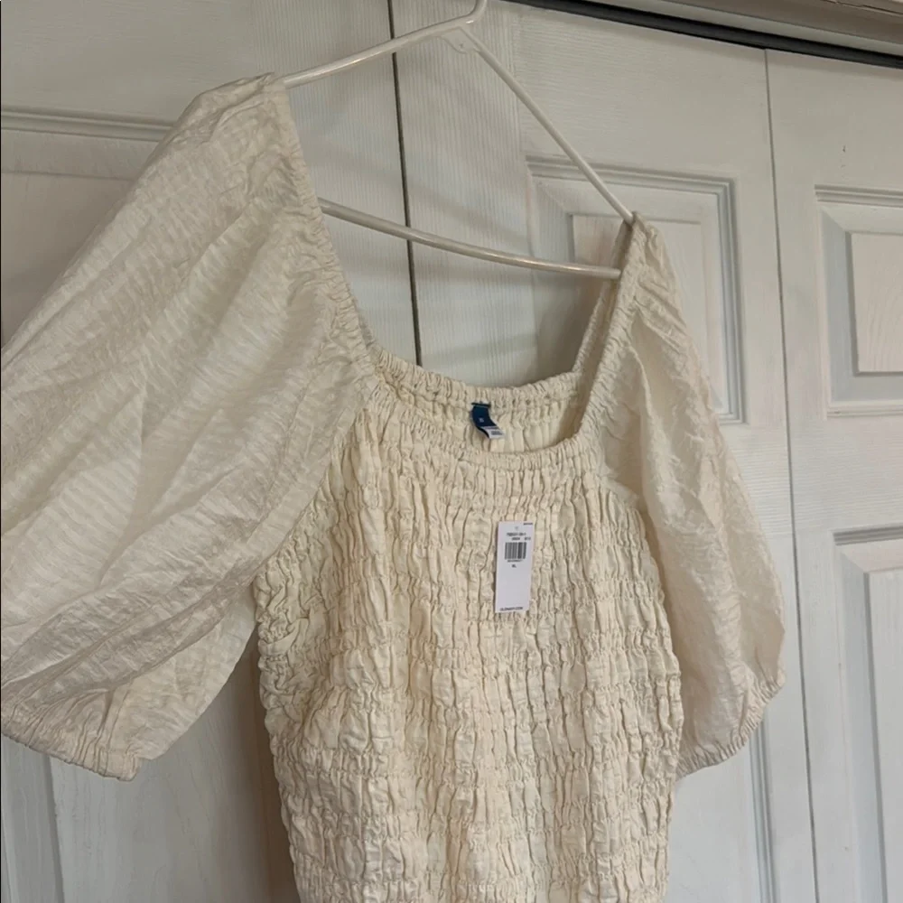 Old Navy Cream Puff Sleeve Smocked Blouse